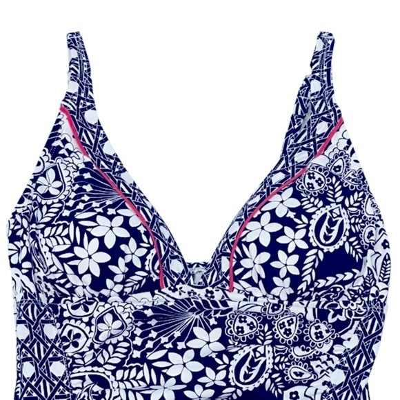 Tommy Bahama Mare Paisley Paradise One Piece Blue White Pink Swimsuit Size 4 - Picture 5 of 7